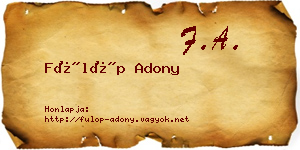 Fülöp Adony névjegykártya